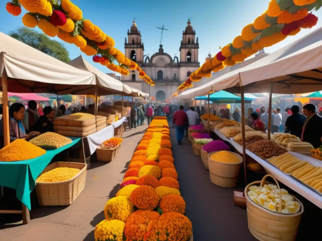 Escena callejera vibrante durante el Día de los Muertos en México