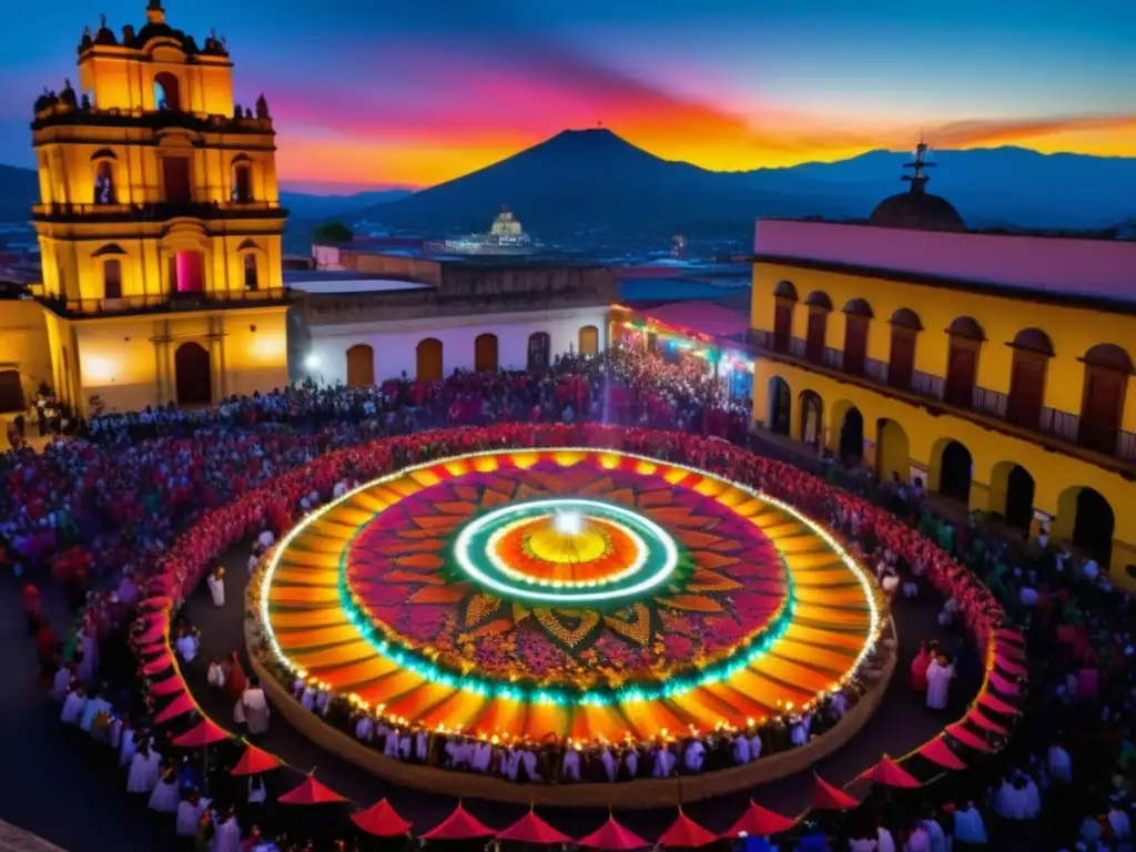 Festivales de mezcal y rituales mexicanos en Oaxaca, una imagen cautivadora de colores vibrantes, danzas tradicionales y artesanos del mezcal