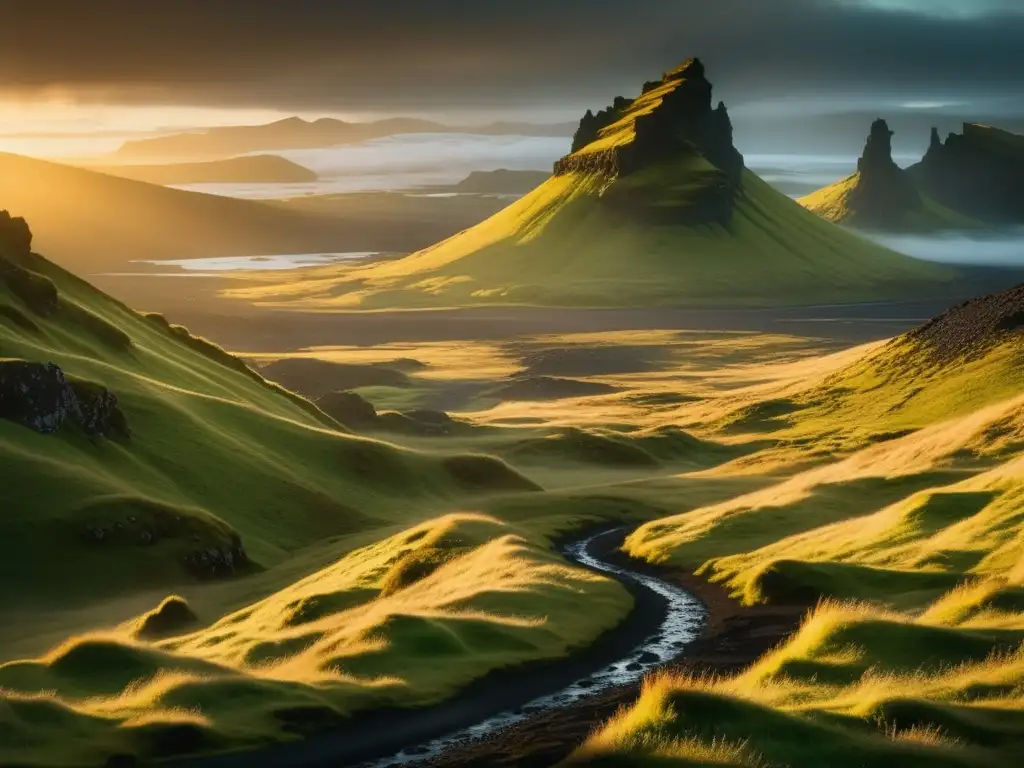 Paisaje místico de Islandia al atardecer con elfos: Festival de los Elfos Islandia