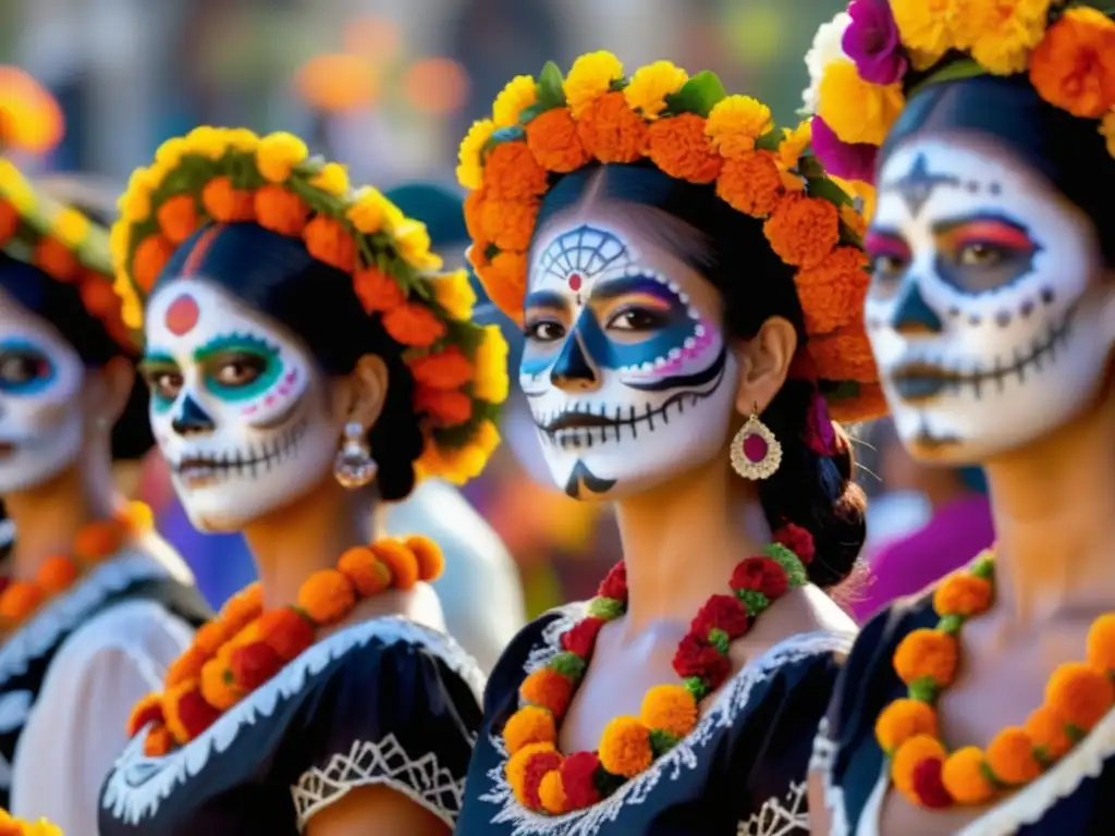 Mujeres en fiesta del Día de los Muertos honrando ancestros - Evolución papel mujeres fiestas religiosas