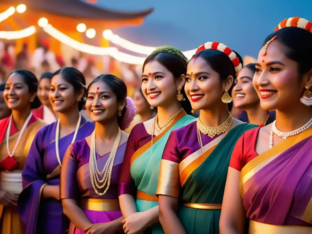 Mujeres líderes en festivales tradicionales: escena fascinante de empoderamiento y creatividad en un festival tradicional