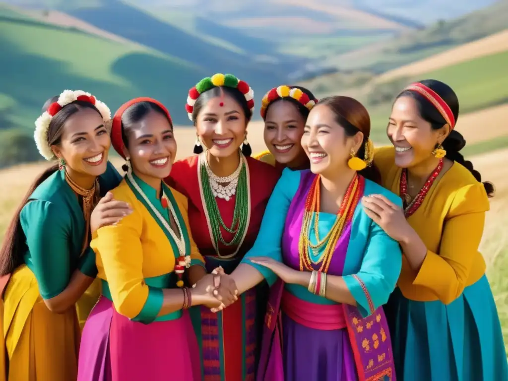 Mujeres en trajes tradicionales celebrando la evolución de los roles de género en festivales