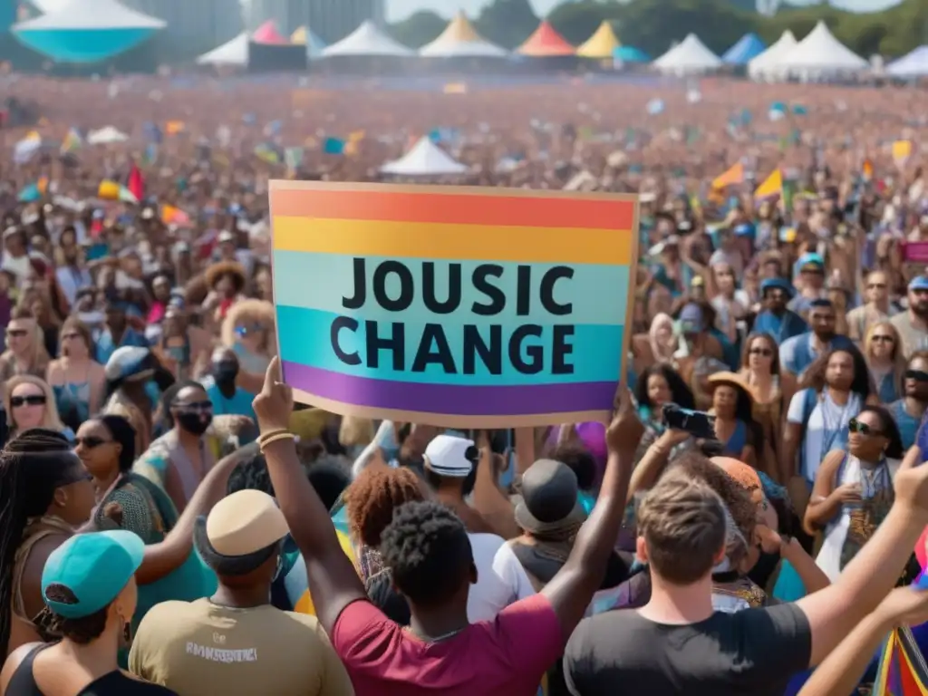 Festival de música como protesta, diversidad y determinación en una imagen vibrante