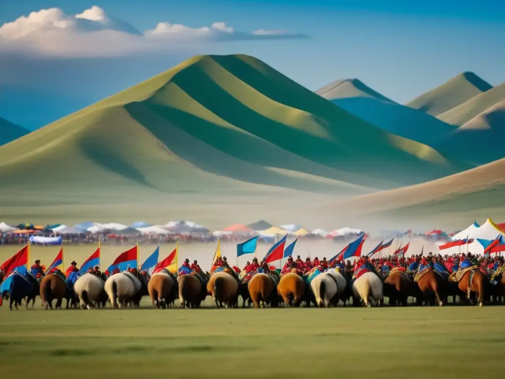 Naadam tradición Mongolia festivales: Esencia de la celebración en majestuoso paisaje