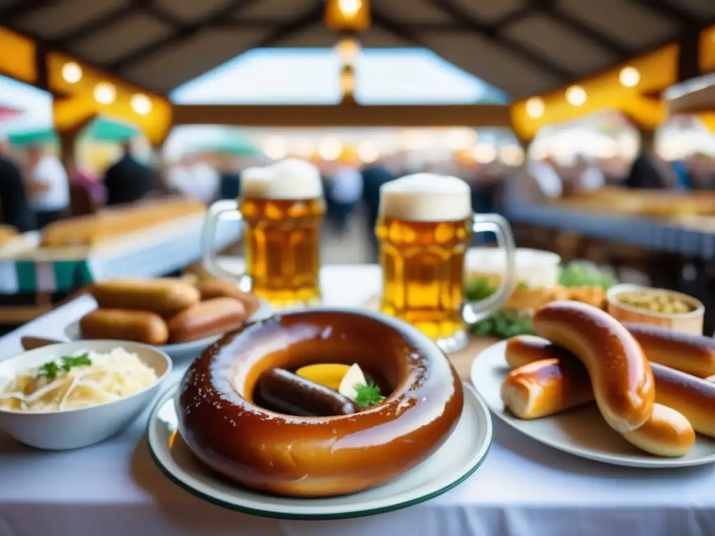 Escena vibrante del Oktoberfest en Alemania con comidas tradicionales festivales mundo