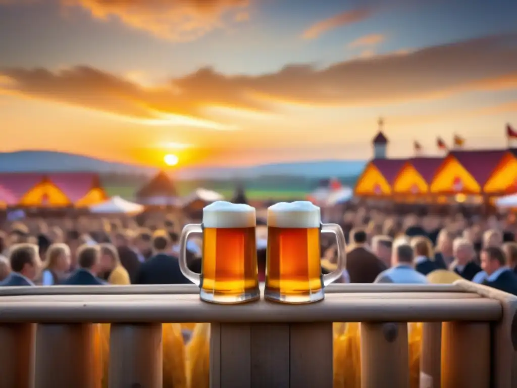 Imagen de Festivales de cerveza tradicionales en Oktoberfest: escena mágica con colores otoñales, steins de cerveza, música y alegría