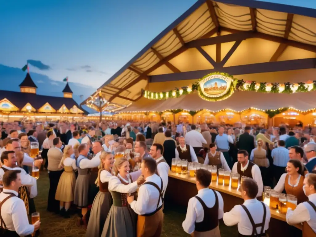 Ambiente vibrante en el Oktoberfest: Festivales de cerveza tradicionales en Baviera con animados trajes, cerveza y diversión