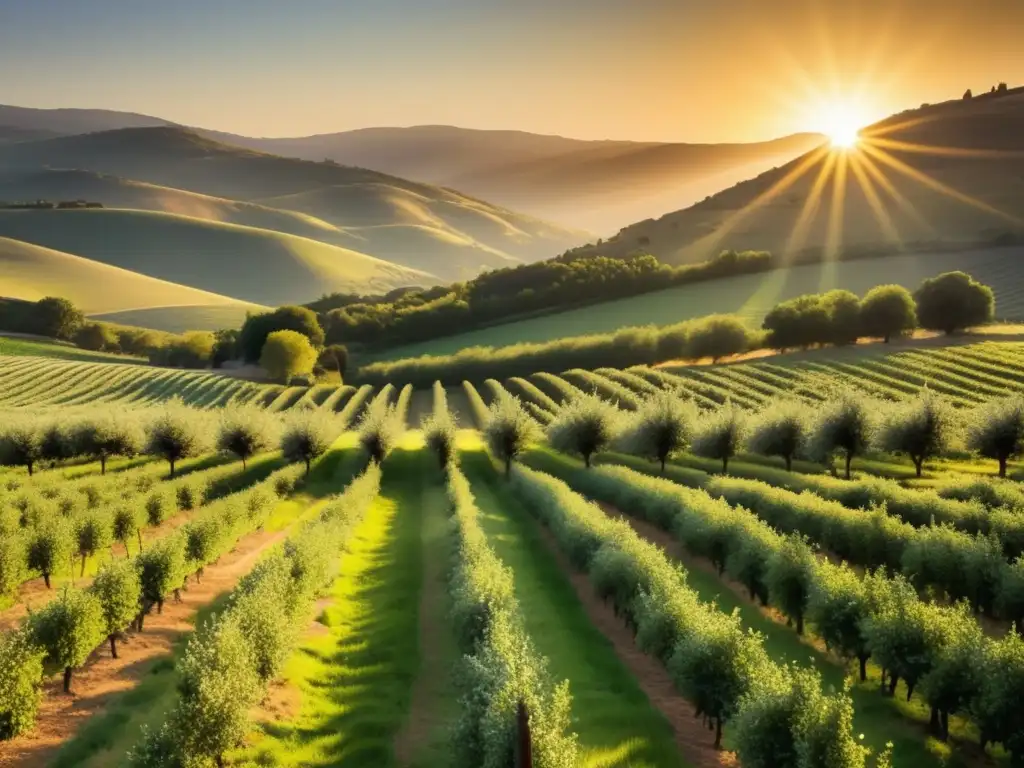 Festival sidra norte España: paisaje encantador con manzanos, colinas, atardecer dorado y casa de sidra tradicional