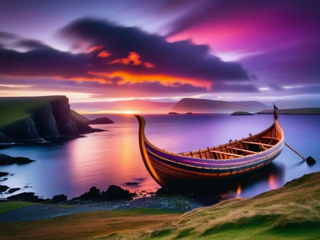 Festival Vikingo en Islas Shetland: paisaje hipnótico al atardecer, barco vikingo y tradición