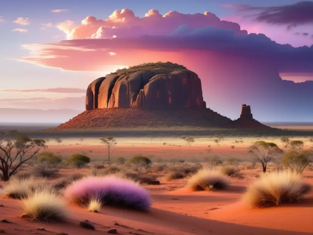 Paisaje sagrado en el Outback australiano con arte rupestre y festivales tradicionales aborígenes