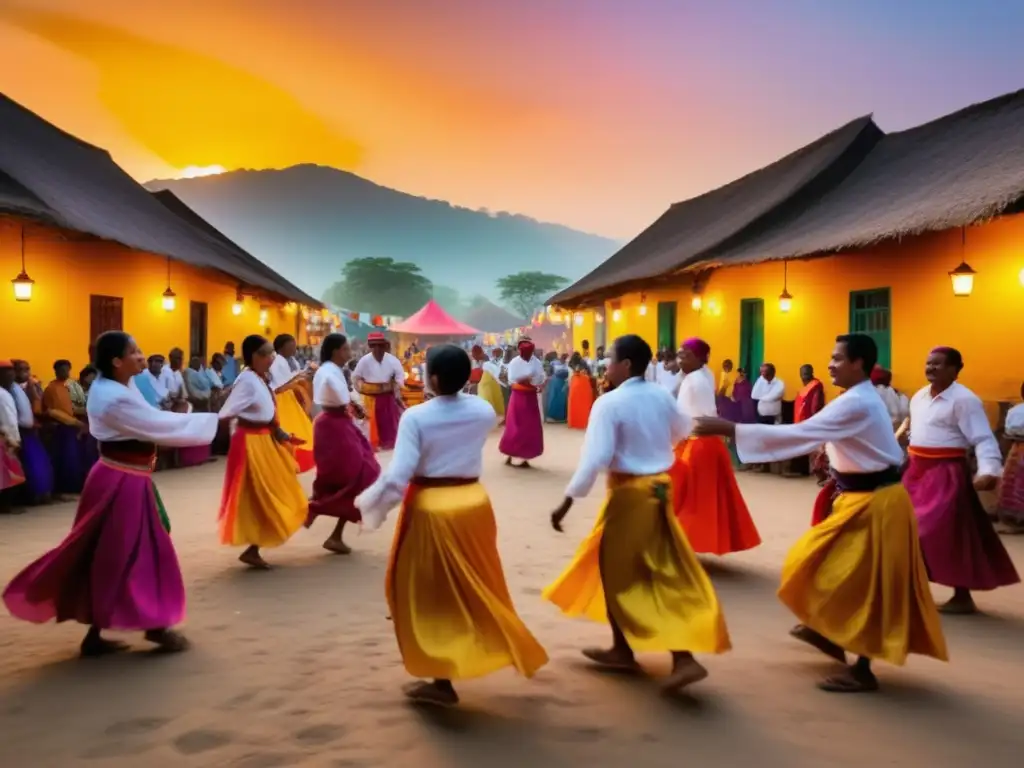 Festivales tradicionales con participación comunitaria en una vibrante imagen que captura la esencia de la celebración y la unidad