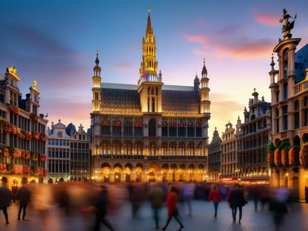 Festival Gigantes Bruselas: Plaza mágica, gigantes florales, edificios encantados, atmósfera surrealista