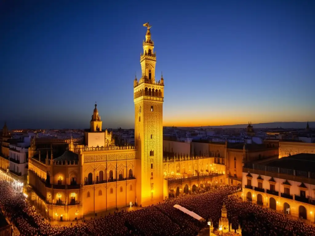 Procesión Semana Santa Sevilla con Giralda y festivales tradicionales