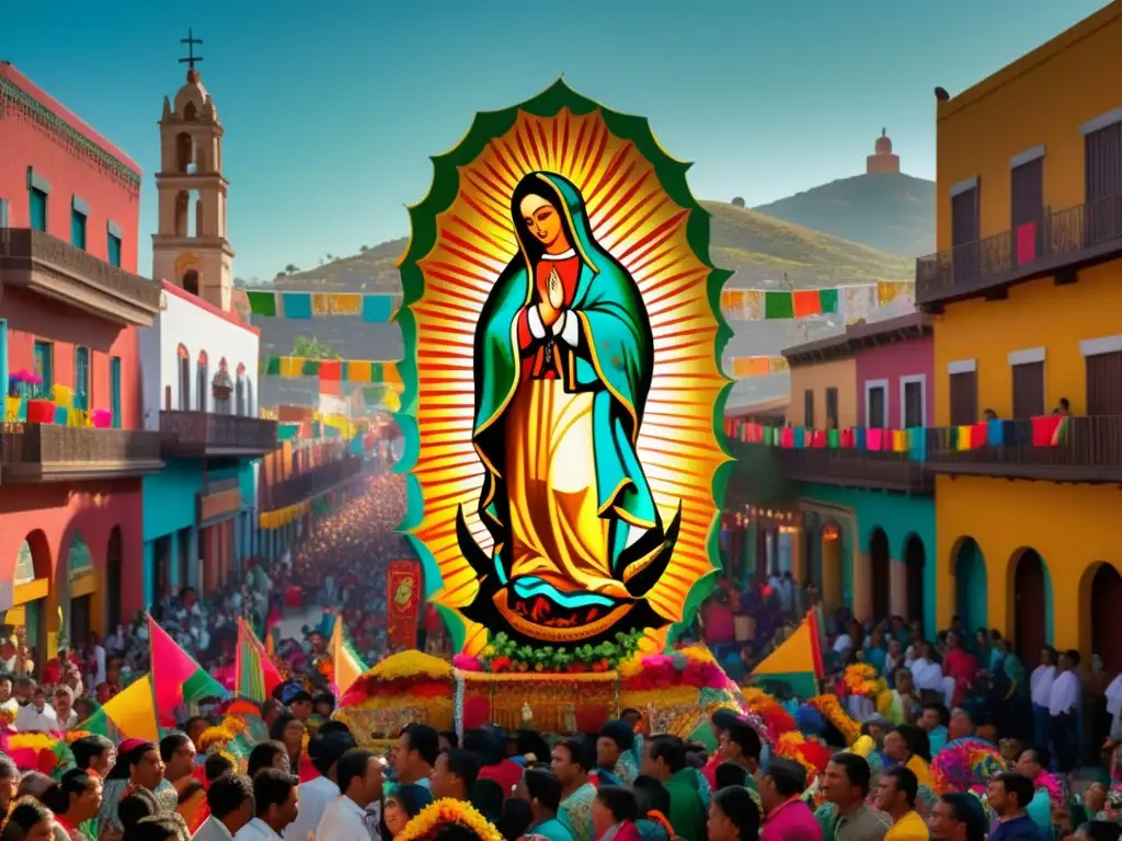 Fiesta Virgen de Guadalupe México: Procesión vibrante y colorida en honor a la Virgen de Guadalupe