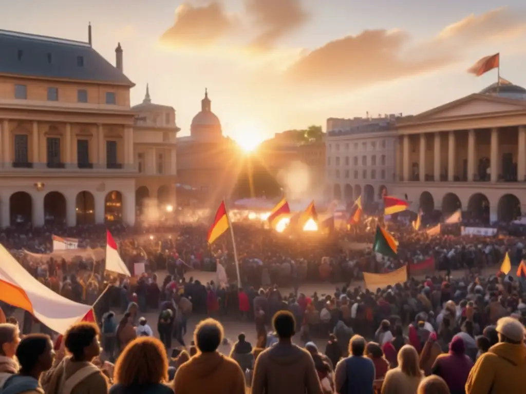 Festivales de protesta mundial en una plaza llena de energía y esperanza