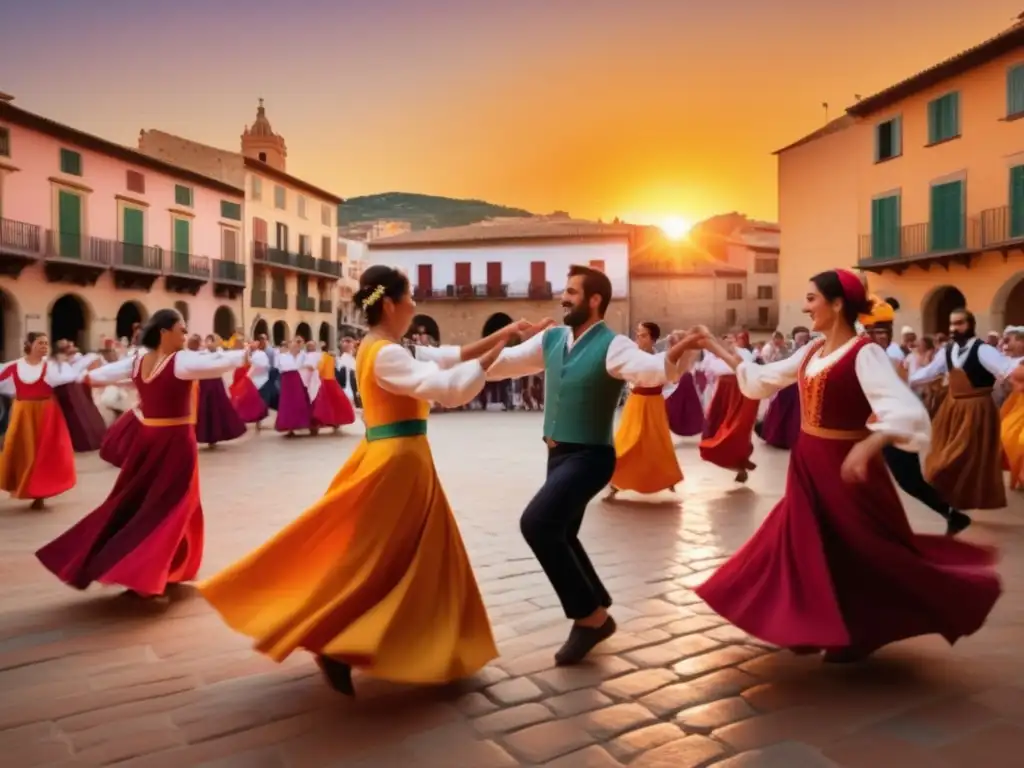 Baile de la Sardana en un vibrante atardecer en Cataluña: tradición, comunidad y celebración