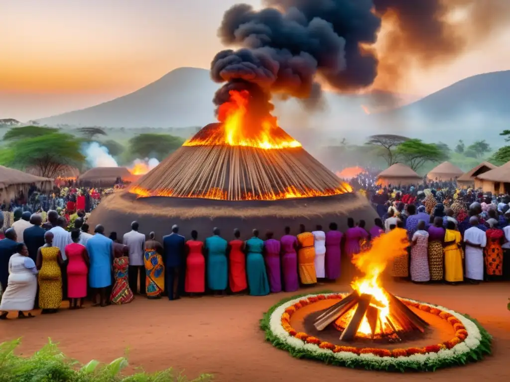 Ritos tradicionales en África: funeral conmemorativo y colorido en una aldea pintoresca