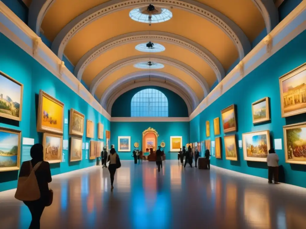 Sala de exposición de arte con diversidad de obras y artistas, destacando la evolución del papel de las mujeres en festivales de arte