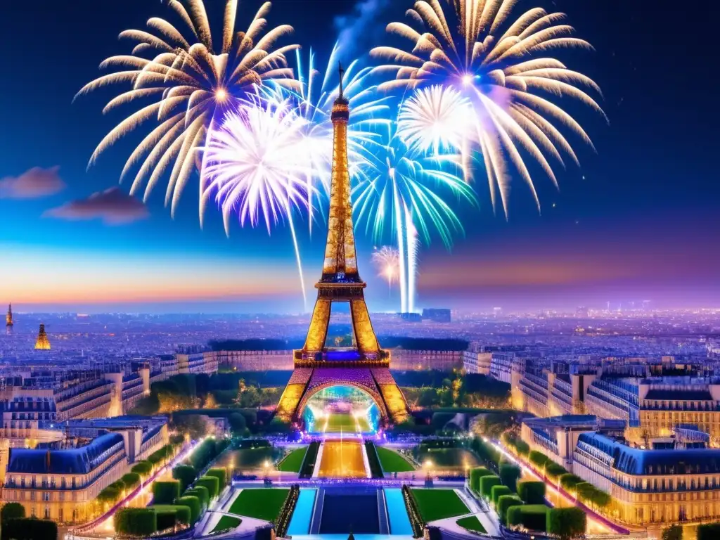 Celebración Año Nuevo en París: Eiffel Tower, champagne y fuegos artificiales