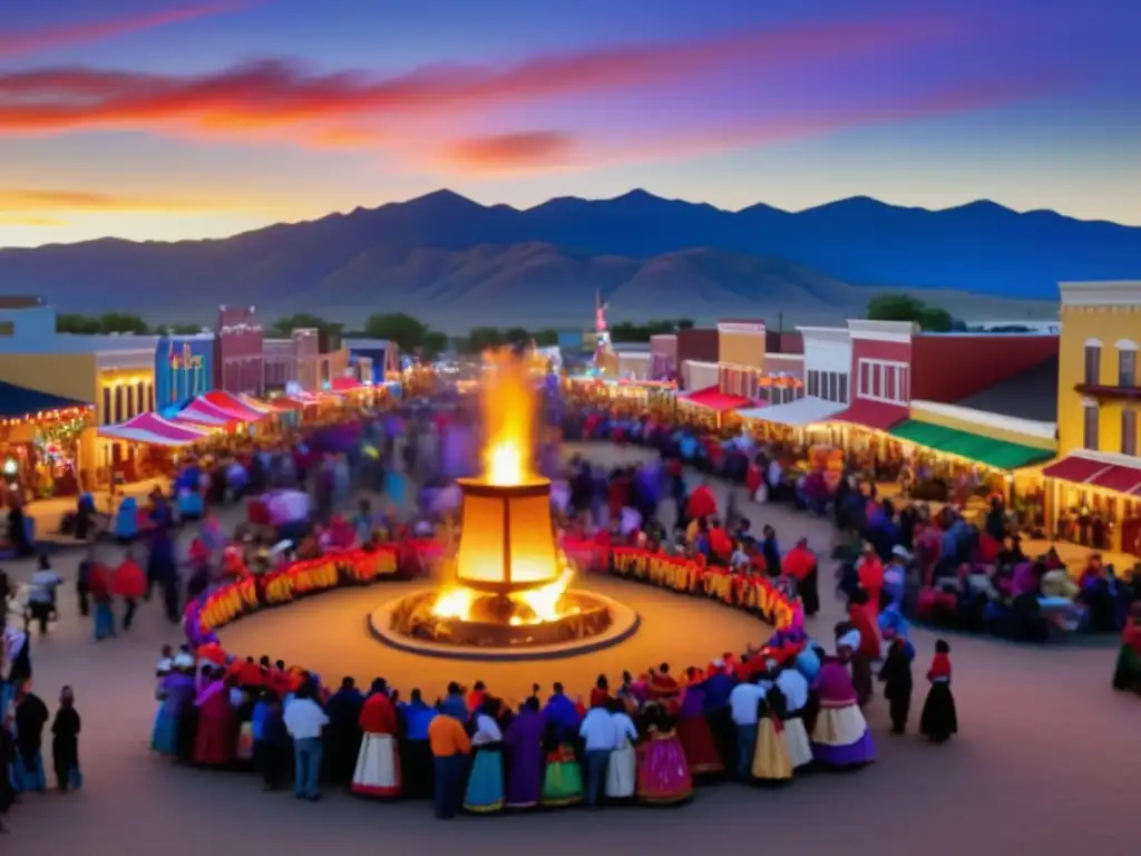 Celebraciones tradicionales América del Norte: Fiesta vibrante en un pueblo con tradiciones ancestrales y modernidad en armonía