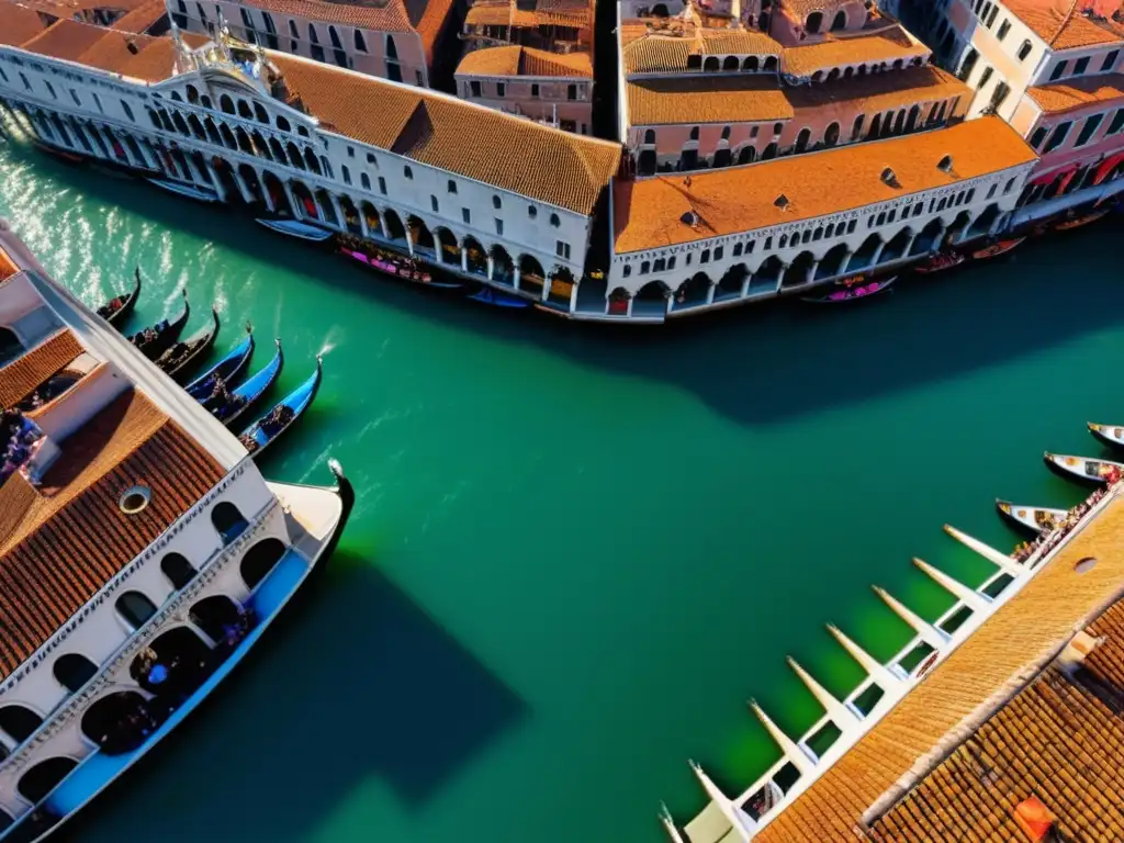 Vista aérea del Carnaval de Venecia: Huella ecológica y encanto en los canales