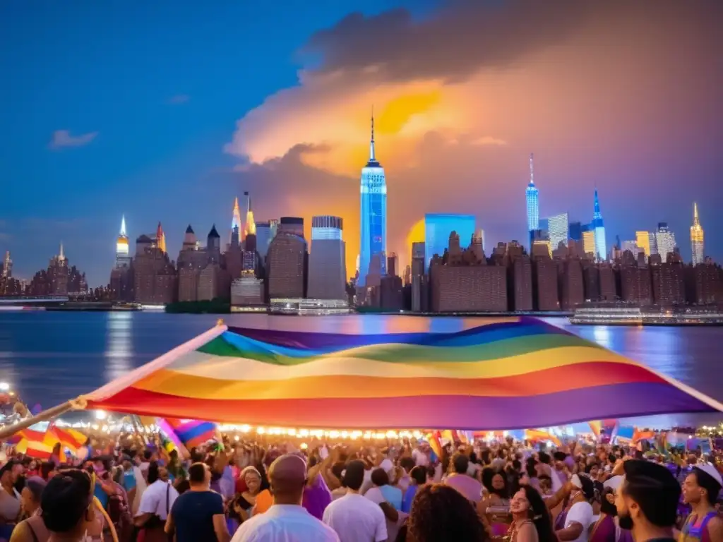 Historia y significado del Festival del Orgullo de Nueva York en una vibrante imagen nocturna