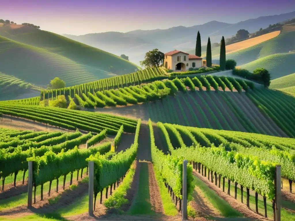 Festivales ecológicos del vino en un viñedo encantador rodeado de colinas verdes y bañado por la luz cálida del sol