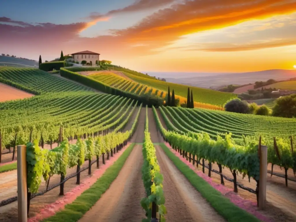 Celebración judía con vino: vista impresionante de viñedo al atardecer